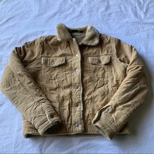 Hurley tan corduroy faux fur jacket